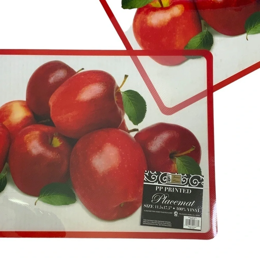 Placemat Frosted Clear Apple Semi Transparent Modern Farmhouse Shabby Chic 4 PC